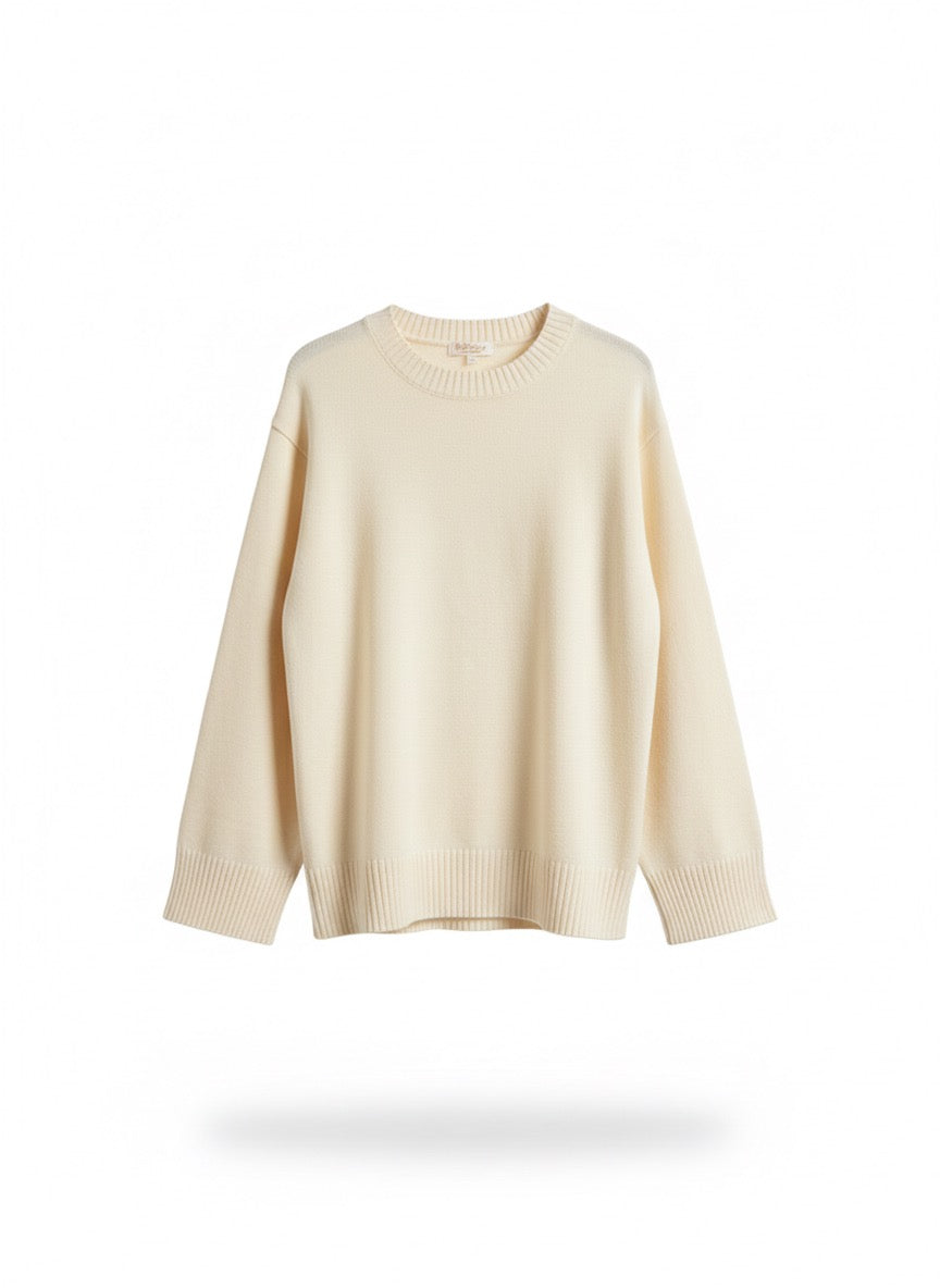 Feinstrick-Pullover "One Size" – Cremeweiß