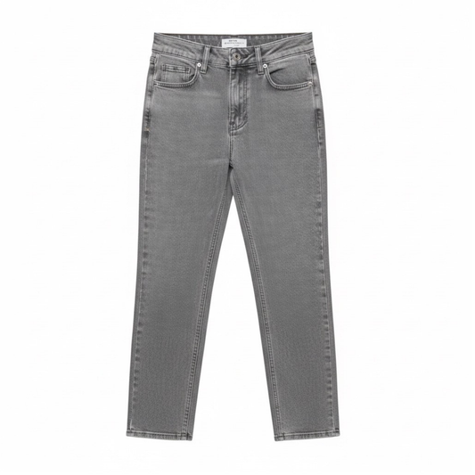 Trendige graue Mom Jeans