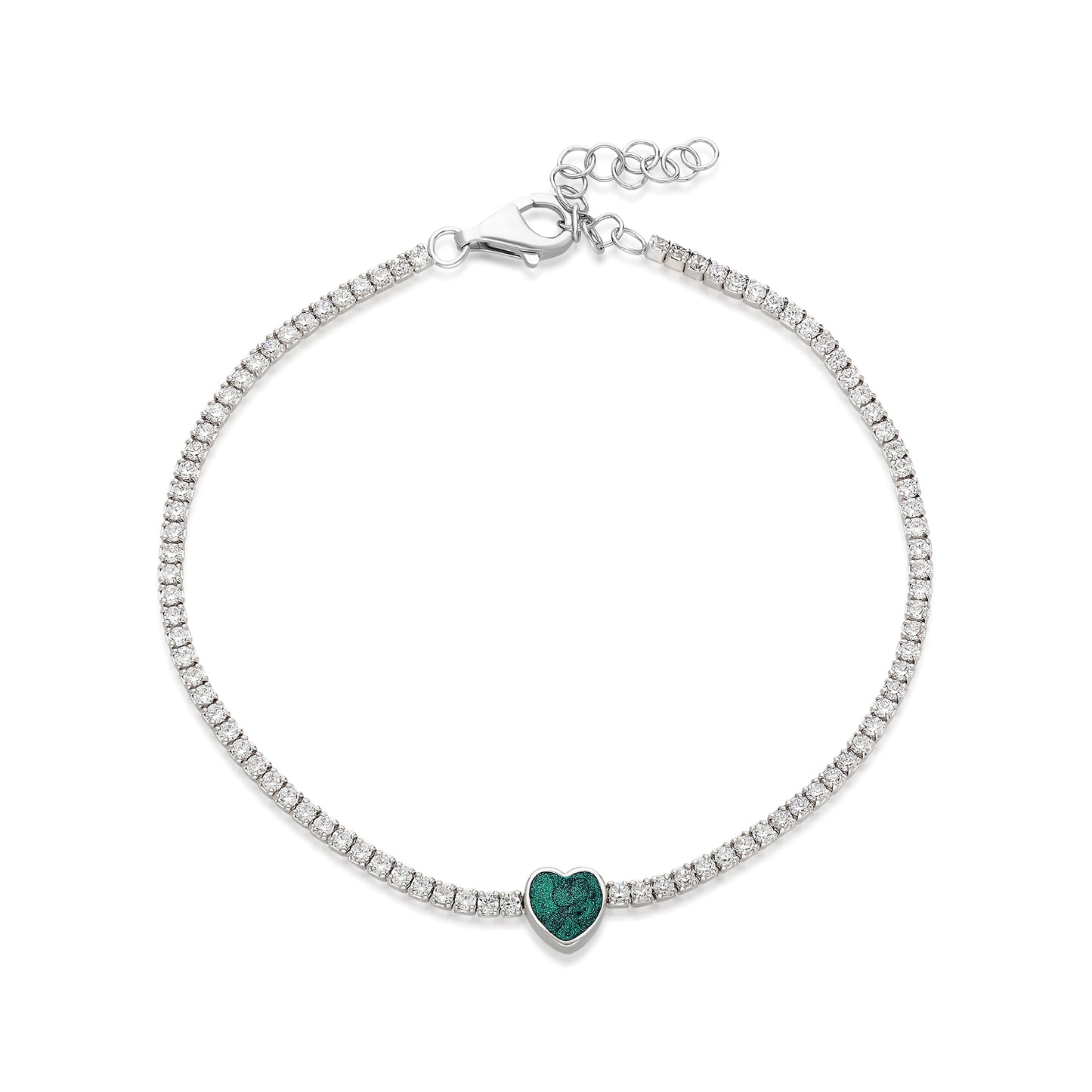 Armband Riviere Herz grün