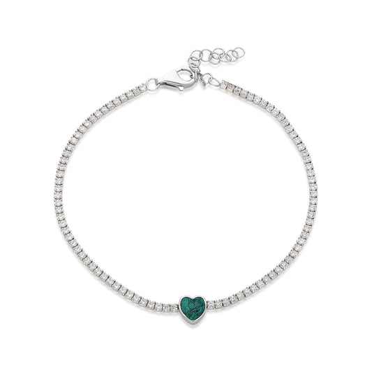 Armband Riviere Herz grün
