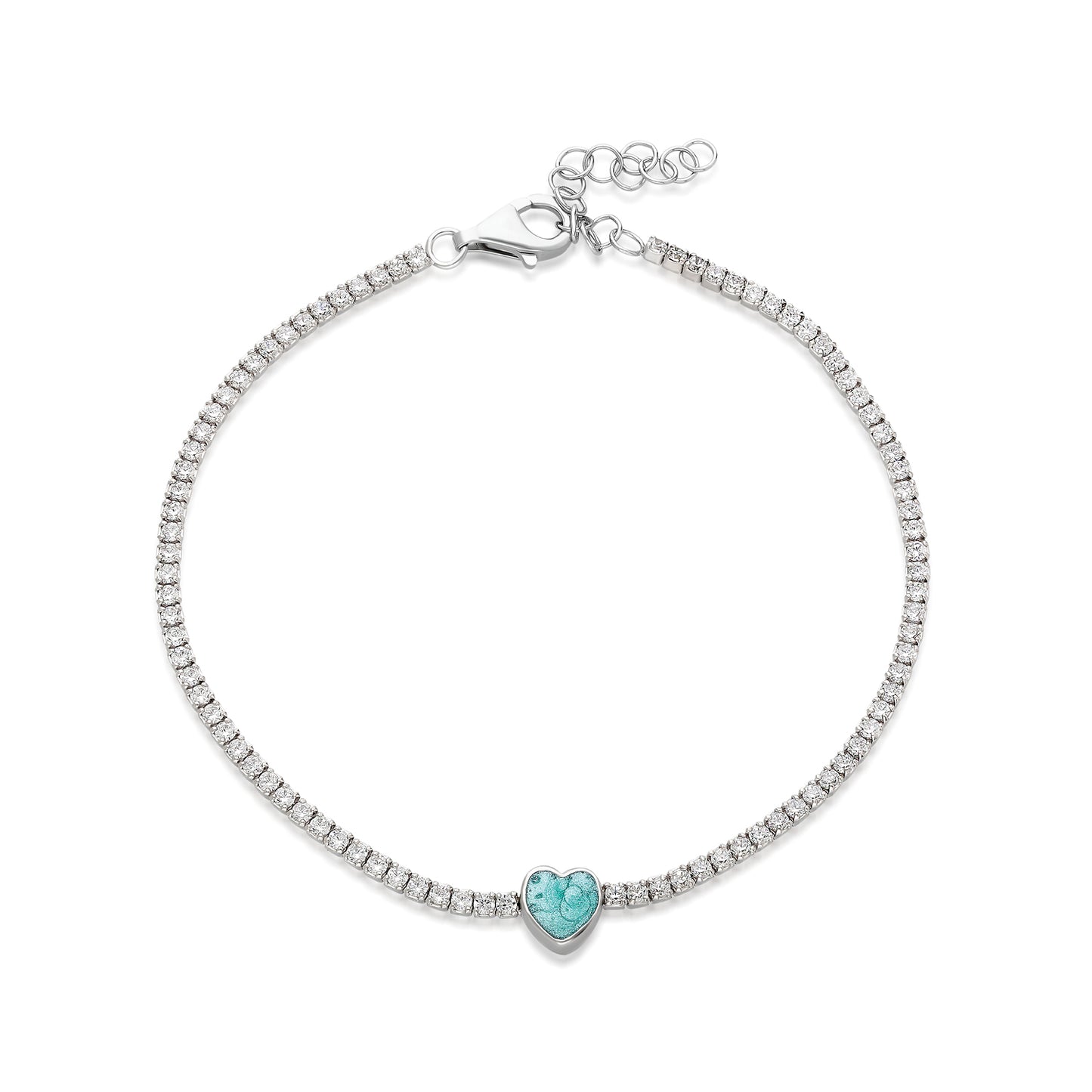 Armband Riviere Herz blau