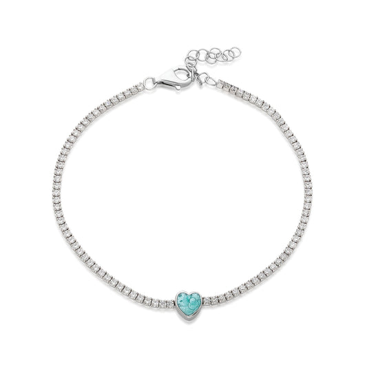 Armband Riviere Herz blau